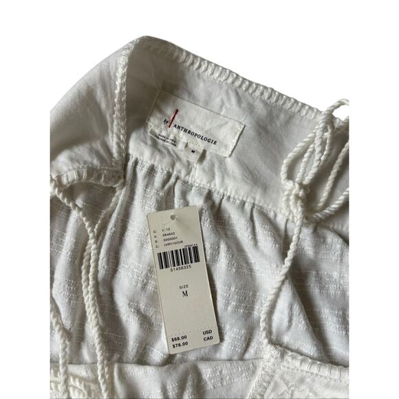 NEW Anthropologie White Embroidered Tank Top Tassel Tie Straps Boho size M - Picture 4 of 8